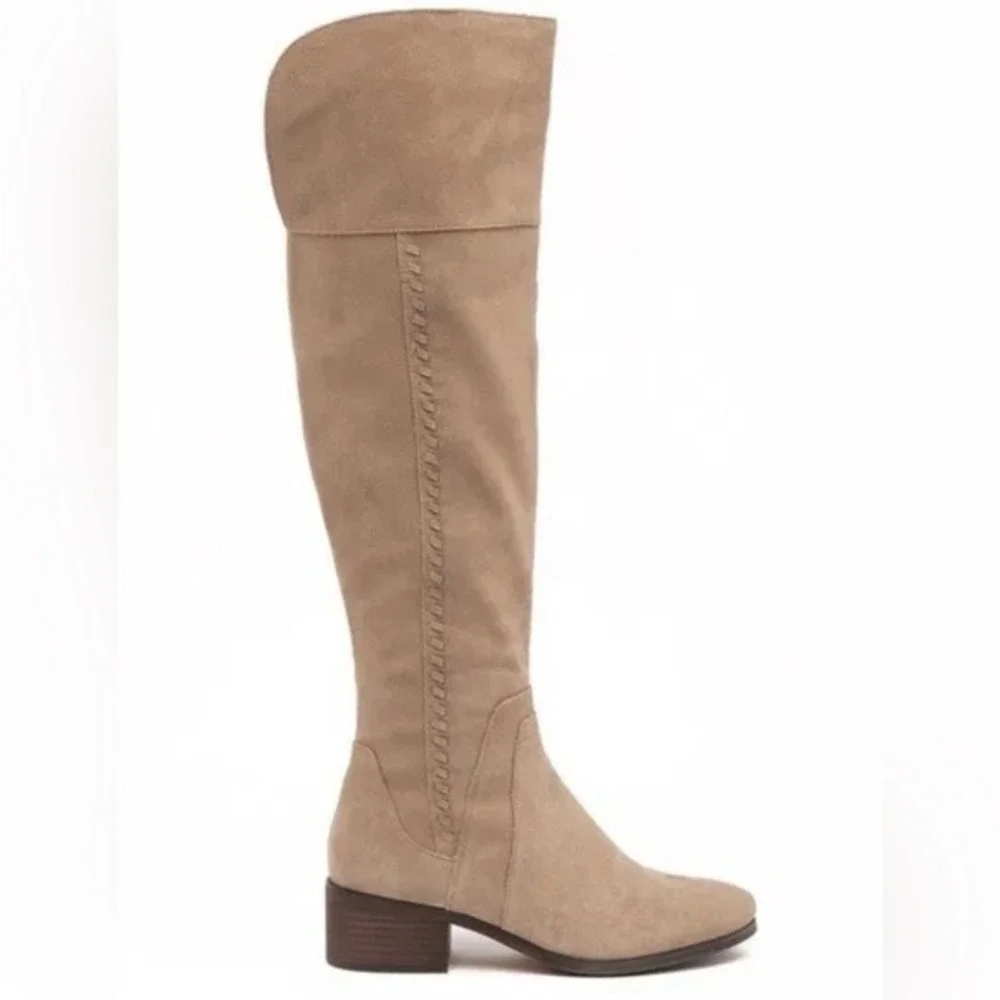 Vince Camuto Bendra Tan Suede Over The Knee Whipstitch Boots 6M VC-BENDRA‎ NWOT